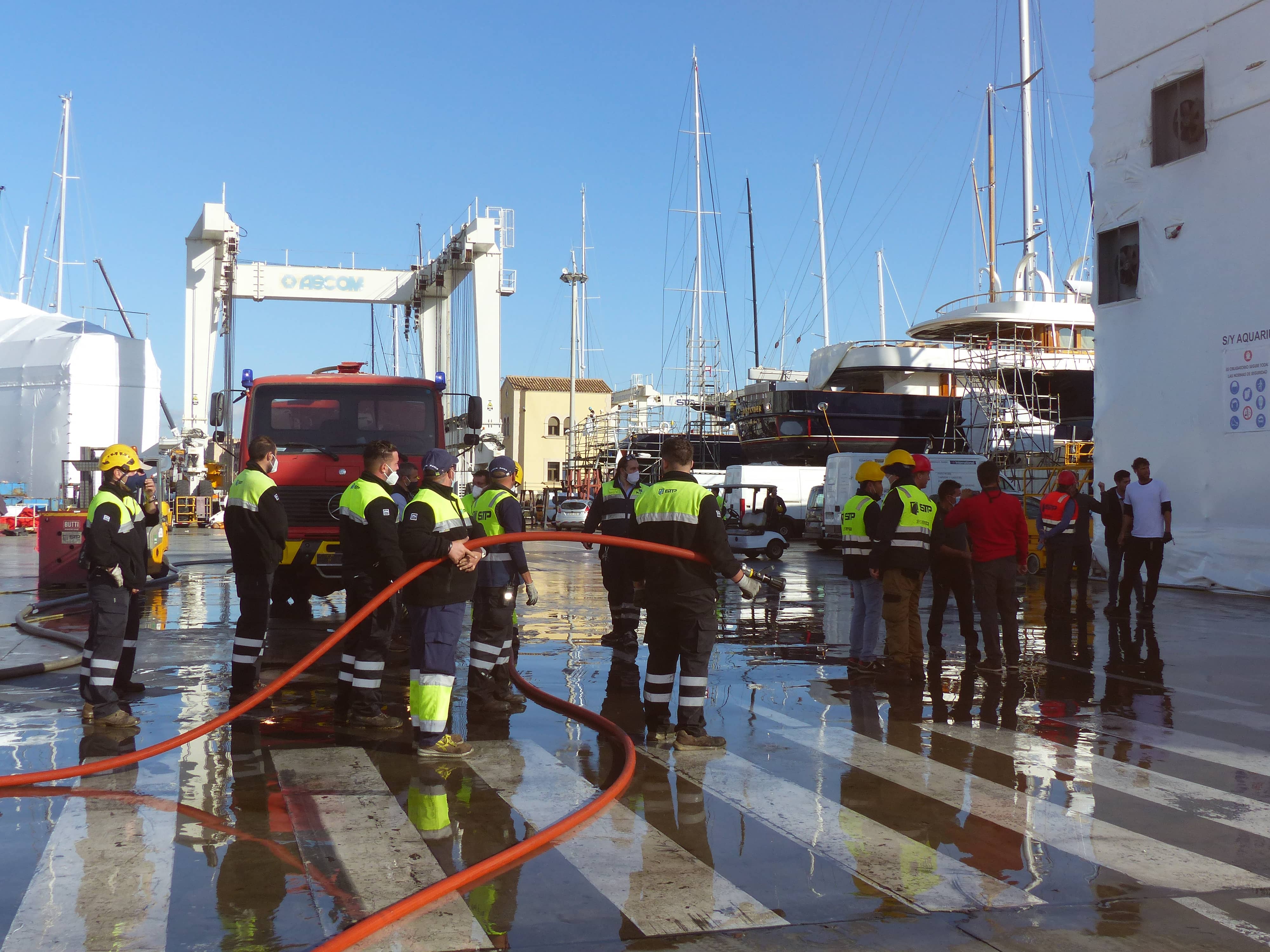  STP Shipyard, simulacro incendio, situación emergencia, varadero, incendio embarcación